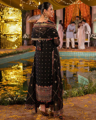 Mesmerizing Embroidery Work With Latkan Work Black Color Anarkali Suit