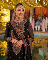 Mesmerizing Embroidery Work With Latkan Work Black Color Anarkali Suit
