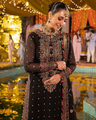 Mesmerizing Embroidery Work With Latkan Work Black Color Anarkali Suit