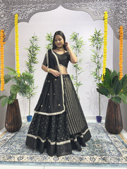 Embellished Embroidery Sequence Black Color Lehenga Choli