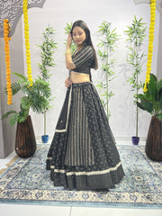 Embellished Embroidery Sequence Black Color Lehenga Choli
