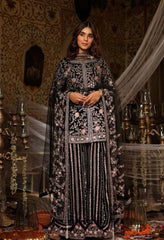 Attractive Embroidery Heavy Stone Hand Work Black Color Sharara Suit