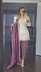 Captivating Embroidery Sequence Work White Color Dhoti Suit