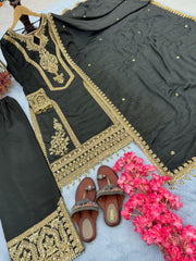 Beautiful  Embroidery Sequence Work Black Color Anarkali Suit