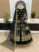 Heavy Embroidery Sequence Work Black Color Lehenga Choli