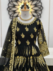 Heavy Embroidery Sequence Work Black Color Lehenga Choli