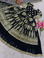 Heavy Embroidery Sequence Work Black Color Lehenga Choli