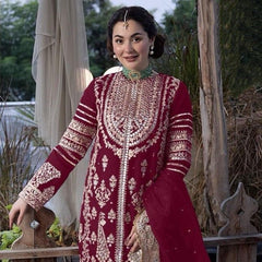 Demanding Embroidery Sequence Work Red Color Anarkali Suit