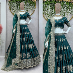 Demanding Sequence Work Rama Color Lehenga Choli