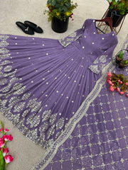 Mesmerizing Embroidery Sequence Work Online Color Long Gown