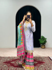 Beautiful Embroidery Work Piasta Color Sharara Suit