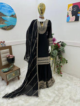 Glorious Coding Sequence Embroidery Black Color Sharara Suit