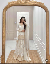 Fabulous Siqwans Embroidery Work White Color Top With Lehenga