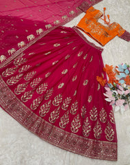 Demanding Sequence Work Pink Color lehenga choli