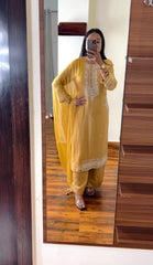 Luxuriant Embroidery Sequence Work Yellow Color Anarkali suit