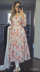 Alluring Digital Print White Color Anarkali Suit