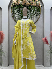 Embellished Sequence Work Yellow Color Anarkali Suit