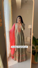 Embellished Sequence Work Mehnadi Color Gown