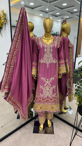 Embellished Sequence Work Pink Color Anarkali Suit