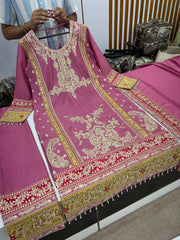 Embellished Sequence Work Pink Color Anarkali Suit