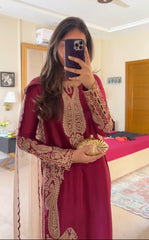 Glorious Embroidery Work Red Color Anarkali Suit