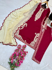Glorious Embroidery Work Red Color Anarkali Suit