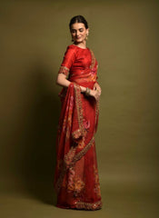 Casual Wear Maroon Color Floral Printed Saree