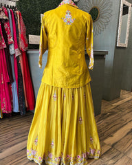 Festive Wear Yellow Color Lehenga Choli With Koti
