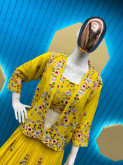 Festive Wear Yellow Color Lehenga Choli With Koti