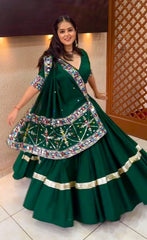 Green Color Embroidered Work Attractive Silk Lehenga choli