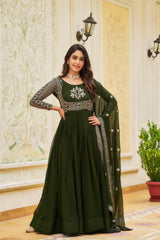 Presenting Mehndi Color Sequence Work Gown