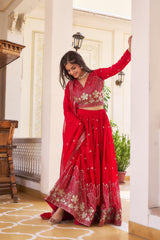 Demanding Sequence Work Red Color lehenga choli