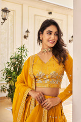 Demanding Sequence Work Yellow Color lehenga choli