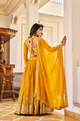 Demanding Sequence Work Yellow Color lehenga choli