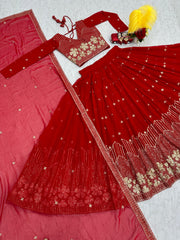 Demanding Sequence Work Red Color lehenga choli