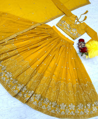 Demanding Sequence Work Yellow Color lehenga choli