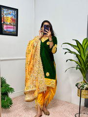 Exclusive 9000 Velvet Yellow color Patiyala