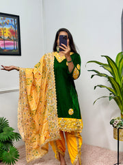 Exclusive 9000 Velvet Yellow color Patiyala