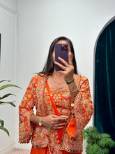 Buy INDO-WESTERN Orange Color READY TO WEAR SAREE WITH FULLY EMBROIDERED KOTI