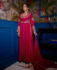 Exclusive Sequences Embroidery Work Red Color Suit