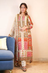 Ravishing Multi Color Chinon Silk Digital Print Straight Salwar Suit