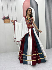 Lovely Multicolor Gamthi Work Lehenga Choli For Navratri