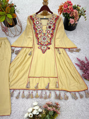 Trendy Yellow Color Embroidery Work Co-Ord Set