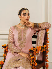 Fancy Pink Chinon Silk Sequence Work Palazzo Suit
