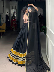Alluring Black Rayon Sequins Work Lehenga Choli