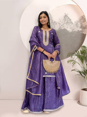 Marvelous Purple Crush Silk Embroidery Work Palazzo Suit