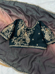 Alluring Shaded Black Color Space Silk Sequence Work Saree