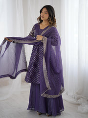 Attractive Purple Color Sequence Work Sharara Suit