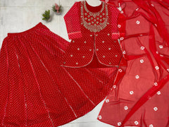 Gorgeous Red Georgette Printed Lehenga Choli