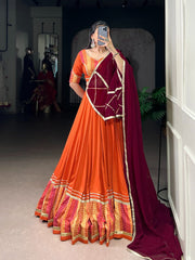 Trendy Orange Color Sequence Work Lehenga Choli